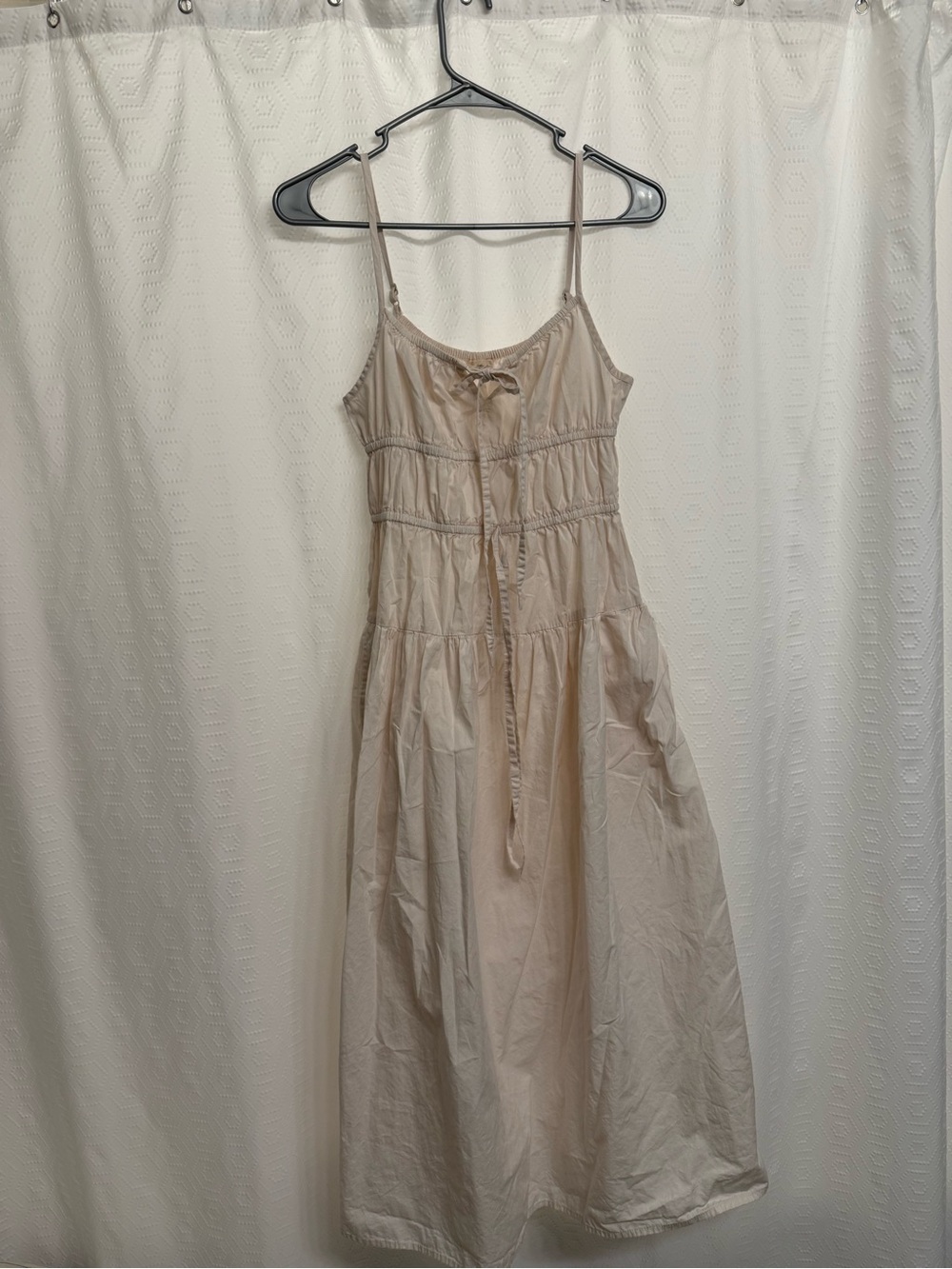 Casual Cream Spaghetti-Strap Maxi Dress with Tie Detail